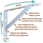 Mão Francesa 50cm Kit 20 Peças Suporte Cantoneira Prateleira