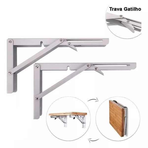 Mão Francesa Dobrável Com Gatilho Reforçada Até 80kg 39cm