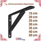 Mão Francesa Reforçada 40cm 6un Preta Cantoneira Prateleira