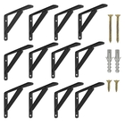 Mão Francesa Reforçada 50cm 12un Preta Cantoneira Prateleira