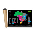 Mapa 60x 84 Cm De Raspar Com Estados Do Brasil Prata