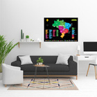 Mapa 60x 84 Cm De Raspar Com Estados Do Brasil Prata