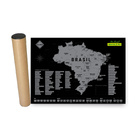 Mapa 60x 84 Cm De Raspar Com Estados Do Brasil Prata