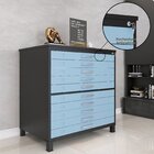 Mapoteca 10 Gavetas 120,4cm X 122,3cm Aço Preto/azul Dali