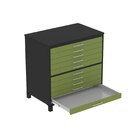 Mapoteca 10 Gavetas 120,4cm X 122,3cm Aço Preto/verde Miró