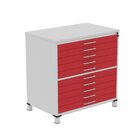 Mapoteca 10 Gavetas Map10 120,4cm X 122,3cm Aço Cinza/vermelho