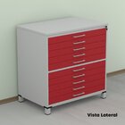 Mapoteca 10 Gavetas Map10 120,4cm X 122,3cm Aço Cinza/vermelho