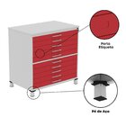 Mapoteca 10 Gavetas Map10 120,4cm X 122,3cm Aço Cinza/vermelho