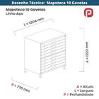 Mapoteca 10 Gavetas Pandin 120cm (larg) Inmetro Tampo Mdp Bra
