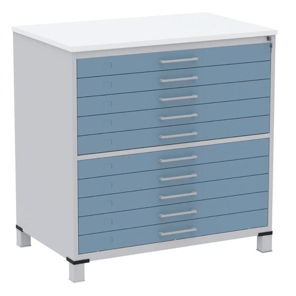 Mapoteca 10 Gavetas Pandin 120cm (larg) Tampo Mdp Branco Estr