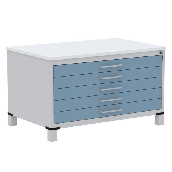 Mapoteca 5 Gavetas Pandin 120cm (larg) Tampo Mdp Branco Estru