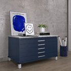 Mapoteca De Aço Fixa Com 05 Gavetas Azul Delrei/cinza