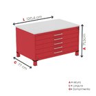 Mapoteca De Aço Fixa Com 05 Gavetas Vermelho/cinza