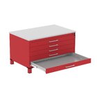 Mapoteca De Aço Fixa Com 05 Gavetas Vermelho/cinza