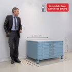 Mapoteca Mont 5 Gavetas 71,3cm X 120,4cm Aço Azul Dali