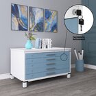 Mapoteca Mont 5 Gavetas 71,3cm X 120,4cm Aço Branco/azul Dali