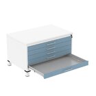 Mapoteca Mont 5 Gavetas 71,3cm X 120,4cm Aço Branco/azul Dali