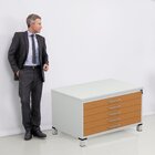 Mapoteca Mont 5 Gavetas 71,3cm X 120,4cm Aço Branco/laranja P