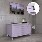 Mapoteca Mont 5 Gavetas 71,3cm X 120,4cm Aço Lilas/cinza