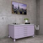 Mapoteca Mont 5 Gavetas 71,3cm X 120,4cm Aço Lilas/cinza