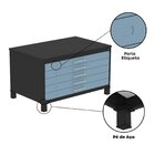 Mapoteca Mont 5 Gavetas 71,3cm X 120,4cm Aço Preto/azul Dali