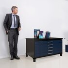 Mapoteca Mont 5 Gavetas 71,3cm X 120,4cm Aço Preto/azul Delrei