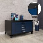 Mapoteca Mont 5 Gavetas 71,3cm X 120,4cm Aço Preto/azul Delrei