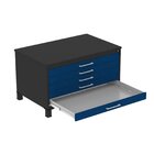 Mapoteca Mont 5 Gavetas 71,3cm X 120,4cm Aço Preto/azul Delrei