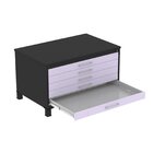 Mapoteca Mont 5 Gavetas 71,3cm X 120,4cm Aço Preto/lilás