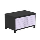 Mapoteca Mont 5 Gavetas 71,3cm X 120,4cm Aço Preto/lilás
