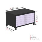 Mapoteca Mont 5 Gavetas 71,3cm X 120,4cm Aço Preto/lilás