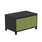 Mapoteca Mont 5 Gavetas 71,3cm X 120,4cm Aço Preto/verde