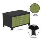 Mapoteca Mont 5 Gavetas 71,3cm X 120,4cm Aço Preto/verde