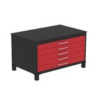 Mapoteca Mont 5 Gavetas 71,3cm X 120,4cm Aço Preto/vermelho