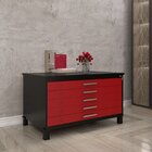 Mapoteca Mont 5 Gavetas 71,3cm X 120,4cm Aço Preto/vermelho