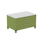 Mapoteca Mont 5 Gavetas 71,3cm X 120,4cm Aço Verde Miró/cinza