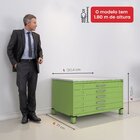 Mapoteca Mont 5 Gavetas 71,3cm X 120,4cm Aço Verde Miró/cinza