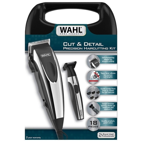 Máquina De Cortar Cabelo Wahl Cut & Detail Precision Com 8 Pe