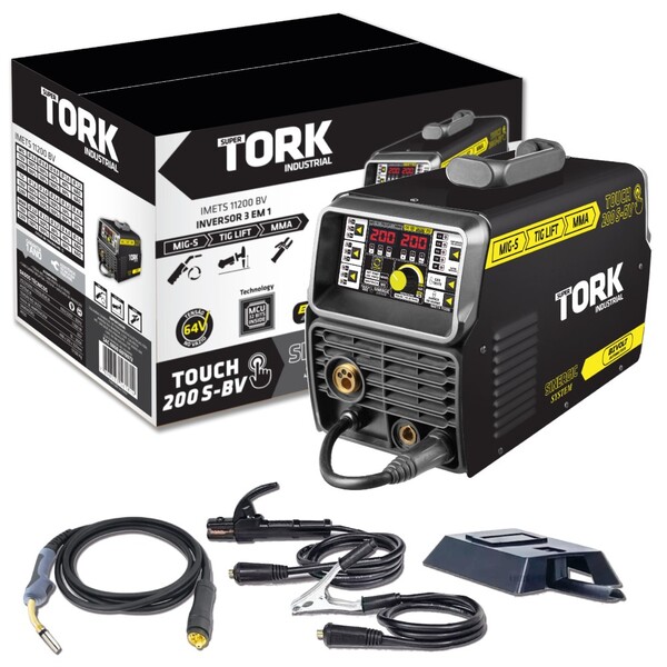 Máquina De Solda Mig Sinérgico 200a Super Tork Bivolt Touch 2