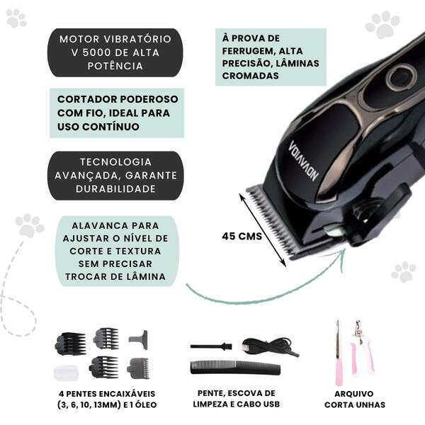 Máquina De Tosa Pet Profissional Bivolt Nova Vida Nd 9902 - A