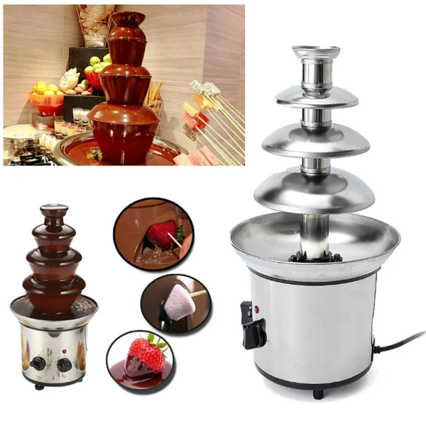 Máquina Fonte Cascata De Chocolate Fondue Torre 4 Inox 220v