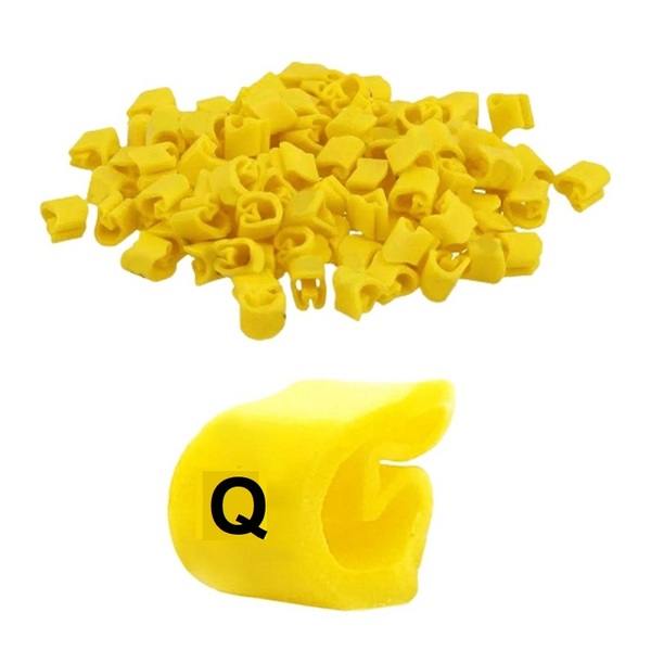 Marcador Anilha Gravado Letra Q Amarela 100 Pçs Mhg2/5