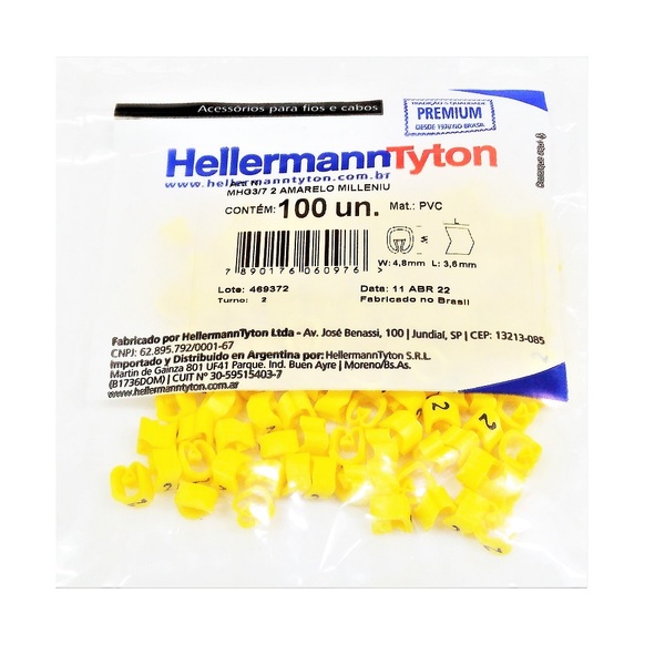 Marcador Anilha P/ Cabos 1.5 A 10 Mm² Mhg3/7 Fundo Amarelo Nú