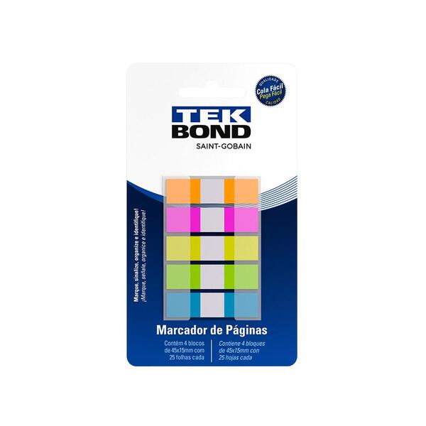 Marcador De Página 45mm X 12mm - 5 Cores (100 Unidades) - Tek