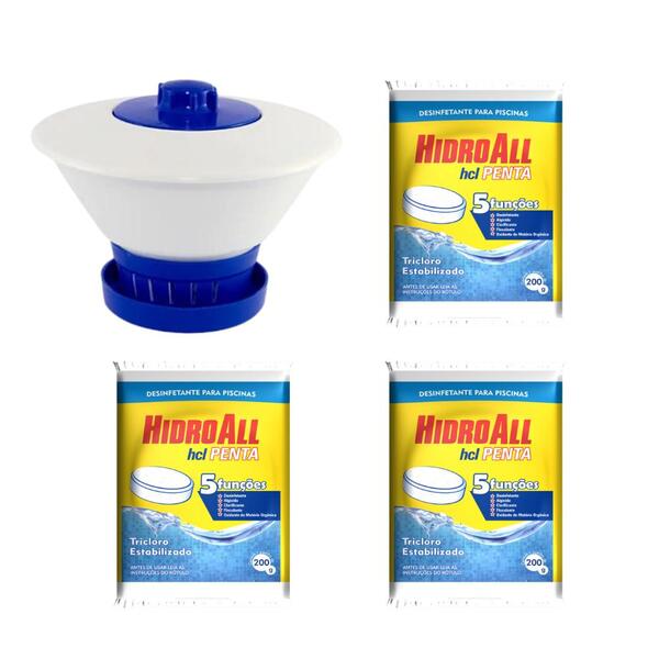 Margarida Clorador Flutuador C/ 3 Pastilhas De Cloro Piscina