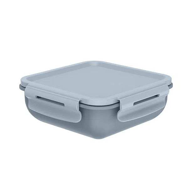 Marmita Pote Quadrada Bicolor Azul Glacial Com Divisória Ou