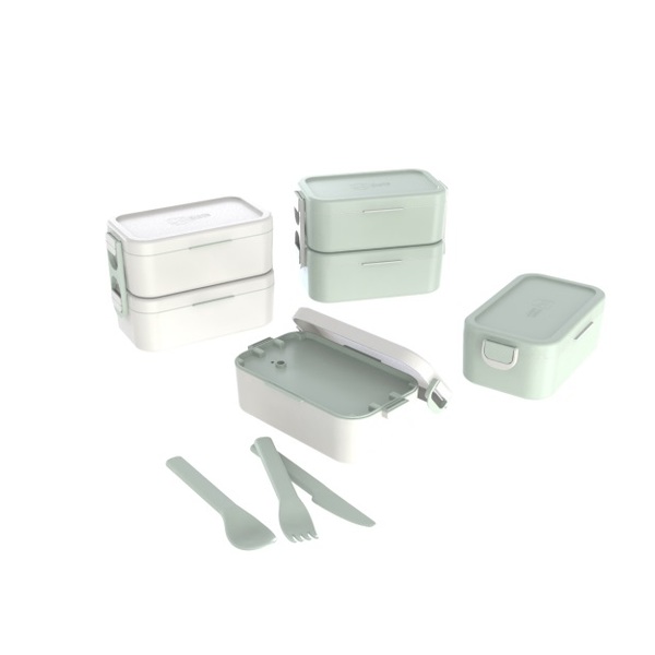 Marmita Prática Bento Box Dupla 1,2l Microondas Com Talheres