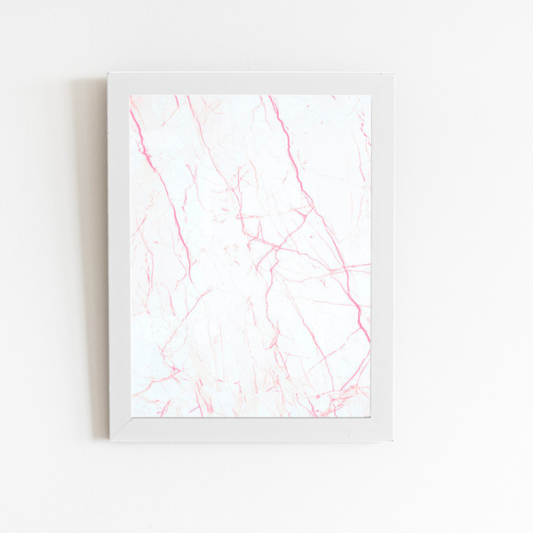 Mármore Branco E Rosa Quadro Moldura Branca 60x40cm