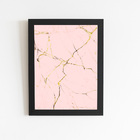 Mármore Dourado E Rose Quadro Moldura Preta 60x40cm
