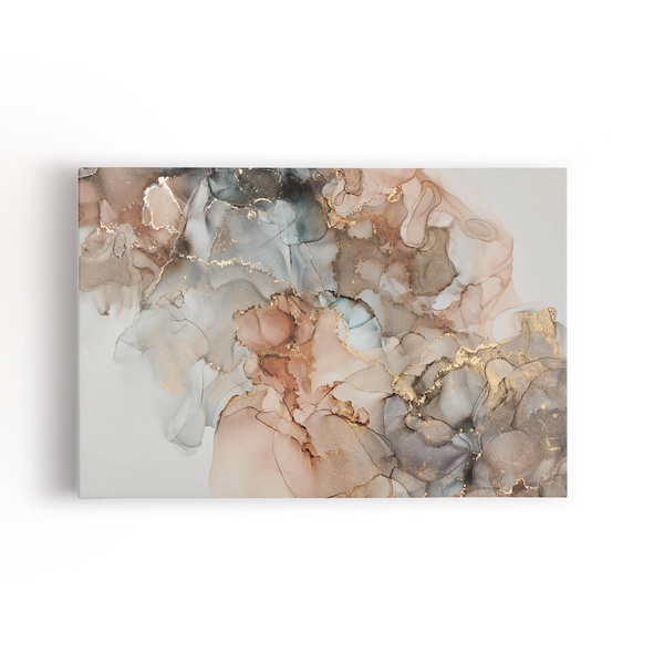 Mármore Dourado Tons Terrosos Quadro Canvas 140x90cm